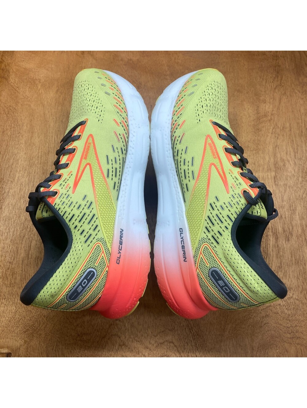Brooks Glycerin 20 Running Shoes Mens Size 12 D Lime Orange Sneakers 1103821D725 - Picture 5 of 15